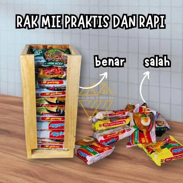 Rak Mie Instan Kayu Pinus dengan Finishing Glowsy - Muat Hingga 12 Bungkus Mie Instan - Dapur, Kitchenware 1