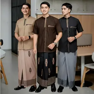 IIONA FASHION Setelan Sarko Sarung Dan Sarung Lengan Pendek Motif Yusuf Terbaru Baju Koko Muslim Pria Size M L XL XXL