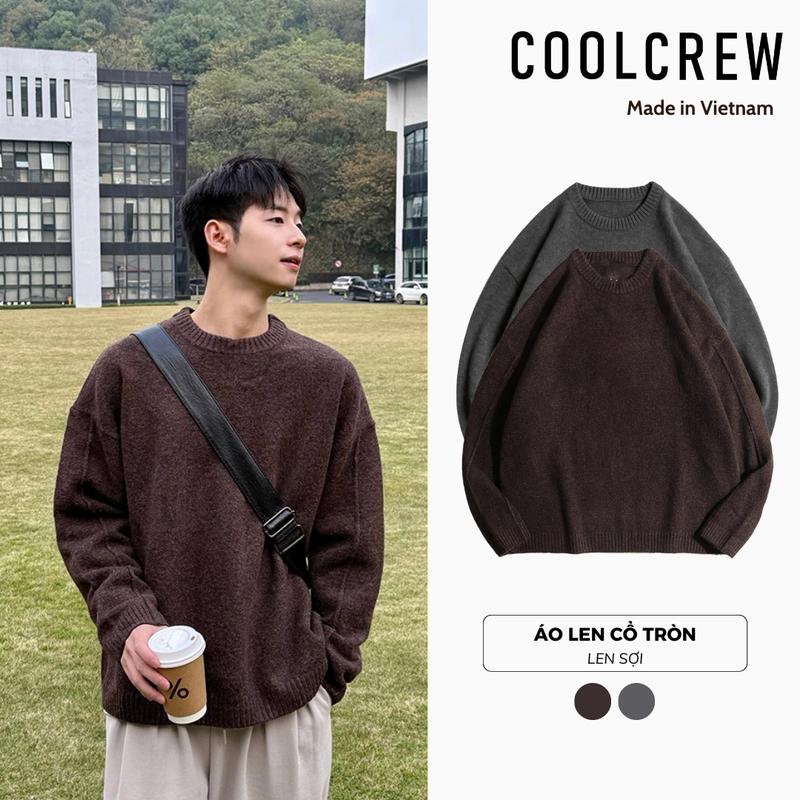 COOLCREW Áo Len Sợi Dệt Cổ Tròn Dày Dặn Ấm Áp Mùa Đông Unisex Menswear ALD02 Chất Liệu Len Cao Cấp Form Suông Thoải Mái