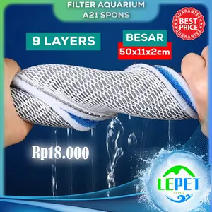 LEPET 9Layers Filter Aquarium A21 Spons Tangki Ikan Ada Lem Busa Biokimia