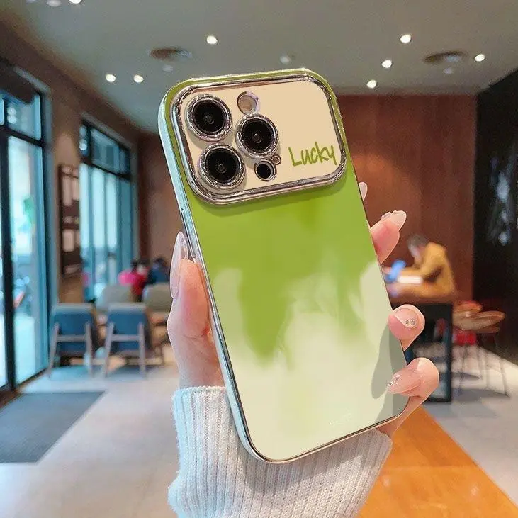 Casing ponsel sederhana berwarna hijau  ip7PLUS XS XR XSM casing hp anti banting11 11PRO 12 12PRO 12PROMAX 13 13PRO 13PROMAX Case ponsel anti - guncangan14 14PULS 14PRO 14PROMAX 15 15PRO 15PROMAXCase ponsel berkualitas tinggi 2