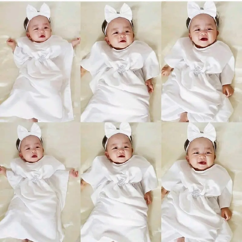 Kaftan bayi dan anak perempuan bahan balotely 0-2tahun (Set bando) 0