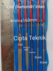 Kikir Diamond 4mm x 160mm Set 5pcs Bulat Kotak Segitiga 1/2 Bulat Flat