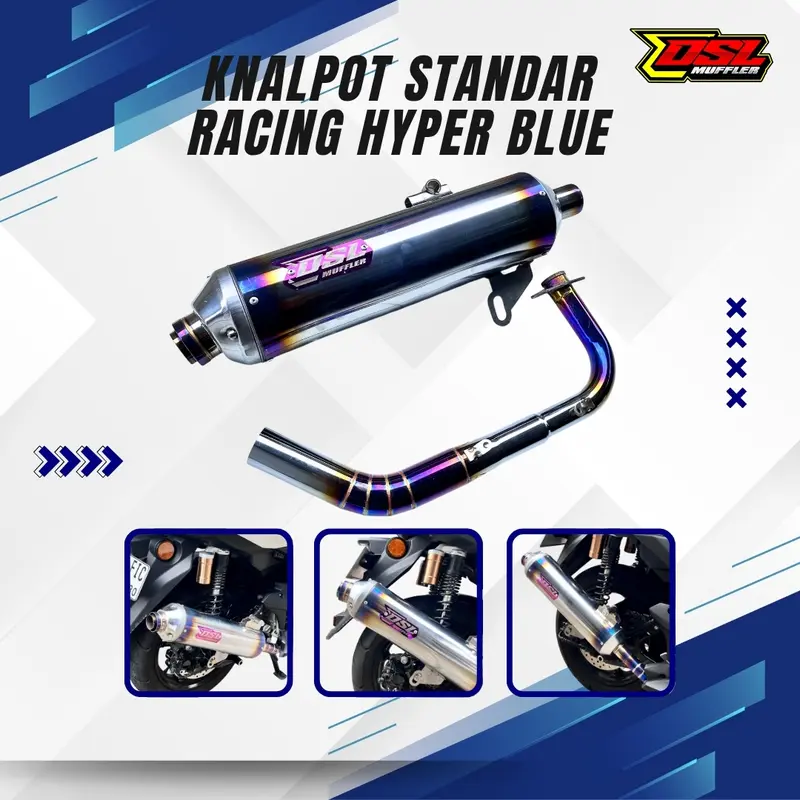 DSL Muffler - Knalpot Standar Racing Hyper Blue Edition – Suara Bass Adem Empuk 3