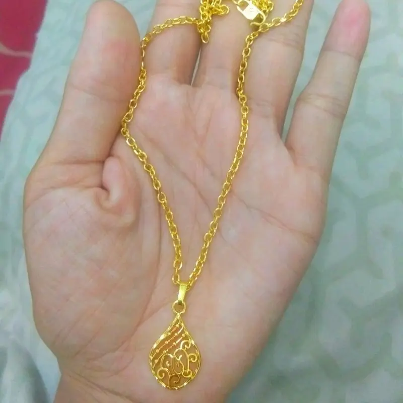 kalung + liontin oval ukir 0