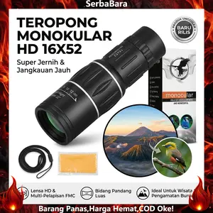 eropong Monocular 16x52 Perbesaran Lensa Coating Bening