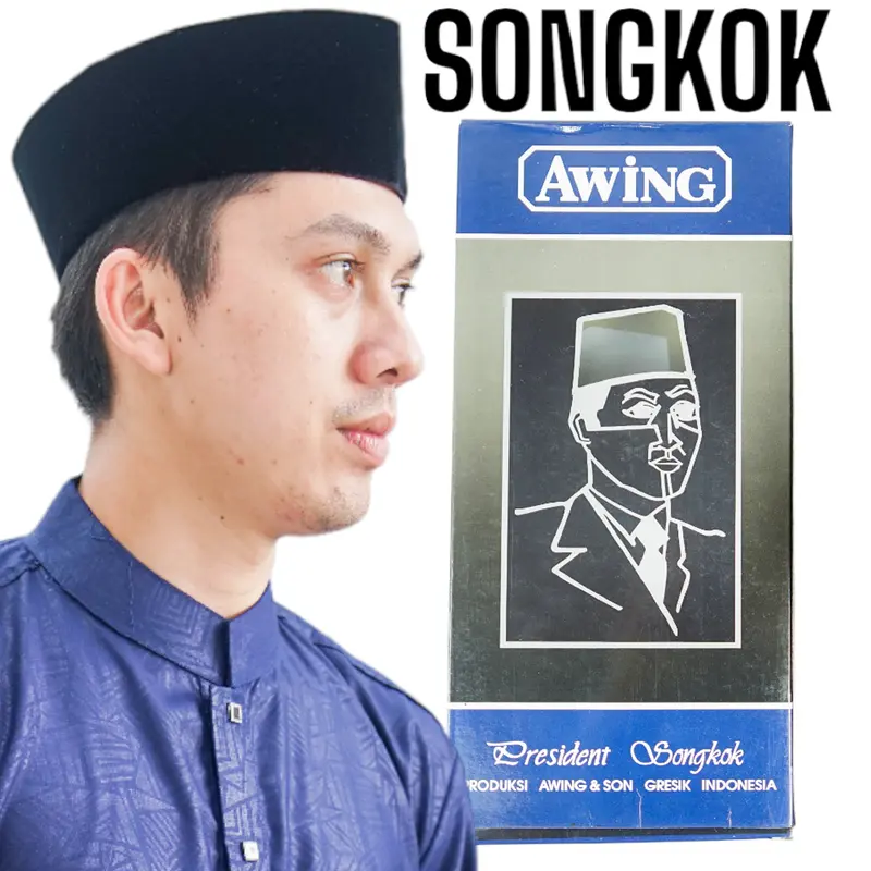 Peci Songkok AWING AC Kopiah Hitam Polos Pria Muslim Dewasa 0