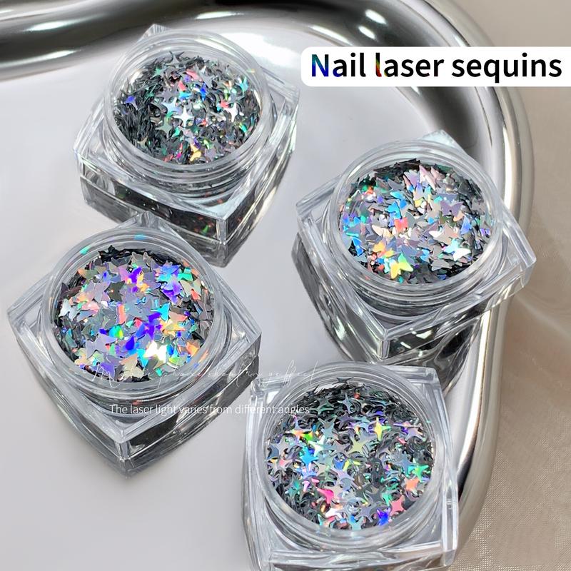 Phụ Kiện Làm Móng Nghệ Thuật Hình Bướm Kim Sa, Laser Rực Rỡ, Mạ Điện, Đồ Trang Trí Móng Tay Hình Ngôi Sao, Mẫu Mới Cho Năm 2025, Thích Hợp Cho Sơn Gel