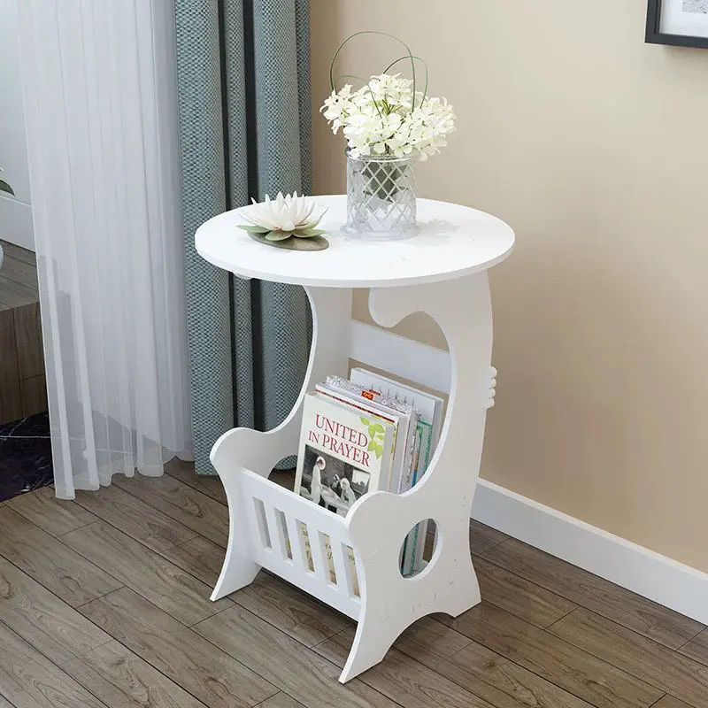 Small Round Coffee Table Meja kopi Bulat samping sudut furniture kayu interior vintage rumah kamar Minimalis