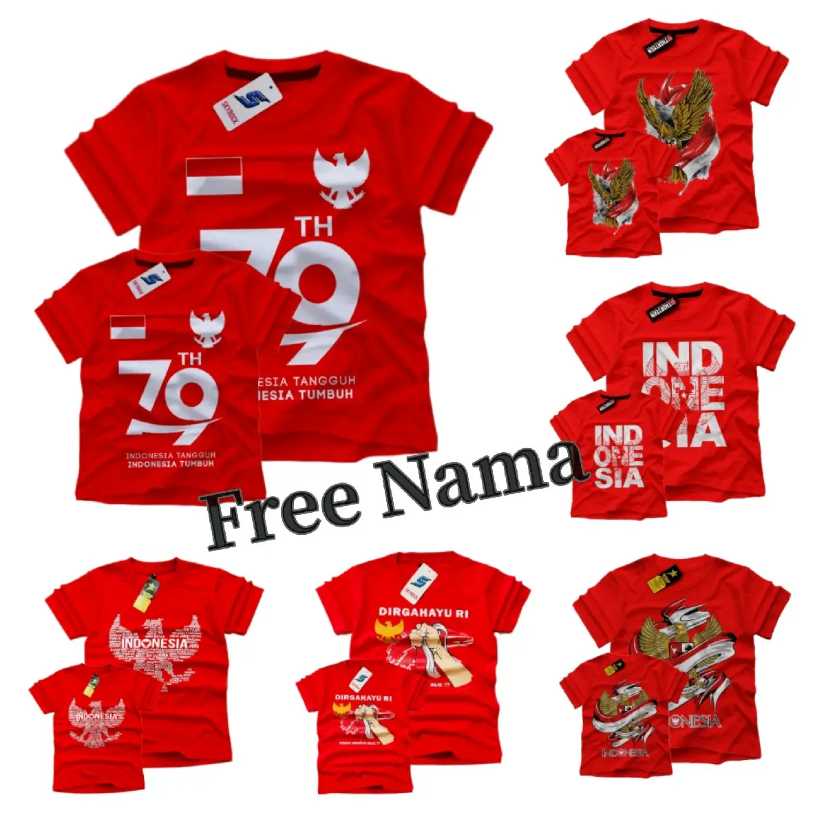 (Free Nama)Kaos anak kemerdekaan 1-10 tahun