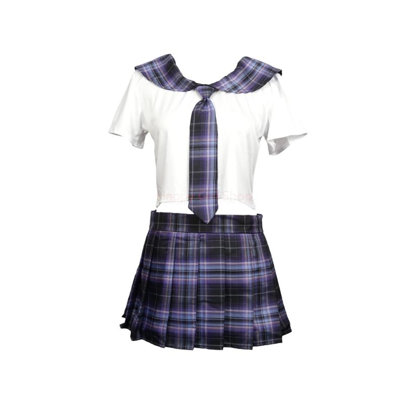 [ Racun Lingerie ] Cosplay Custome Wanita Dewasa Remaja Korean Students Style Fit Kaos Seragam Mini Rok Kotak Kotak Include Dasi Cotton Blends KOREAN GIRL 0