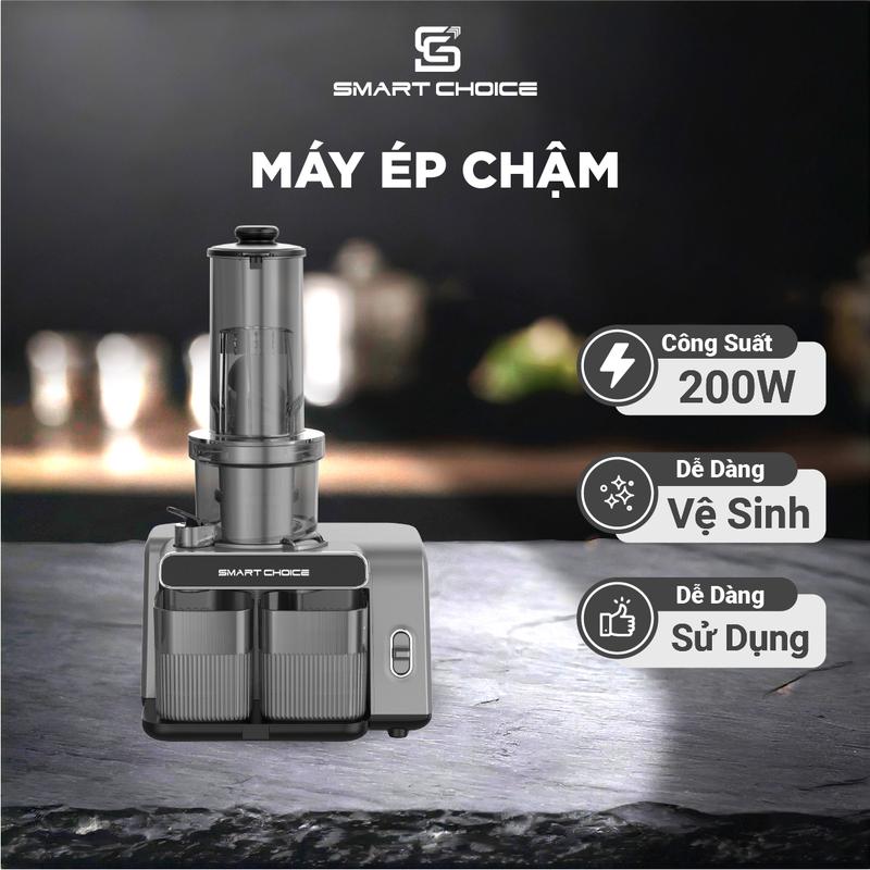 Máy Ép Chậm SMARTCHOICE Máy Ép Cần Tây 200W Kiệt Bã Ép Nguyên Quả Làm Được Kem Giữ Nguyên Dưỡng Chất Và Vitamin Cao Câp Chính Hãng