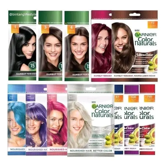 Pewarna Rambut Garnier Hair Color Naturals 30ml - Cat Rambut Dye Bebas Ammonia Berkilau dan Menyala 6