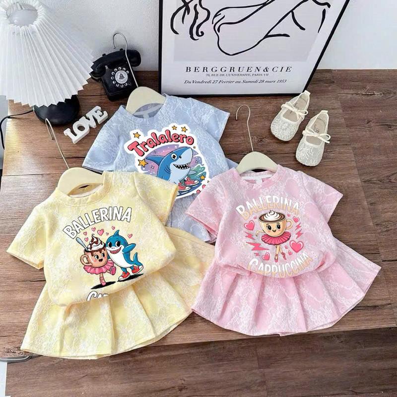 Sét chân váy áo phông CÓ LÓT  ( IN 5D BALLERINA 3 MÀU VÀNG-XANH-HỒNG ) chất liệu mềm mịn size 9-38 kg M99