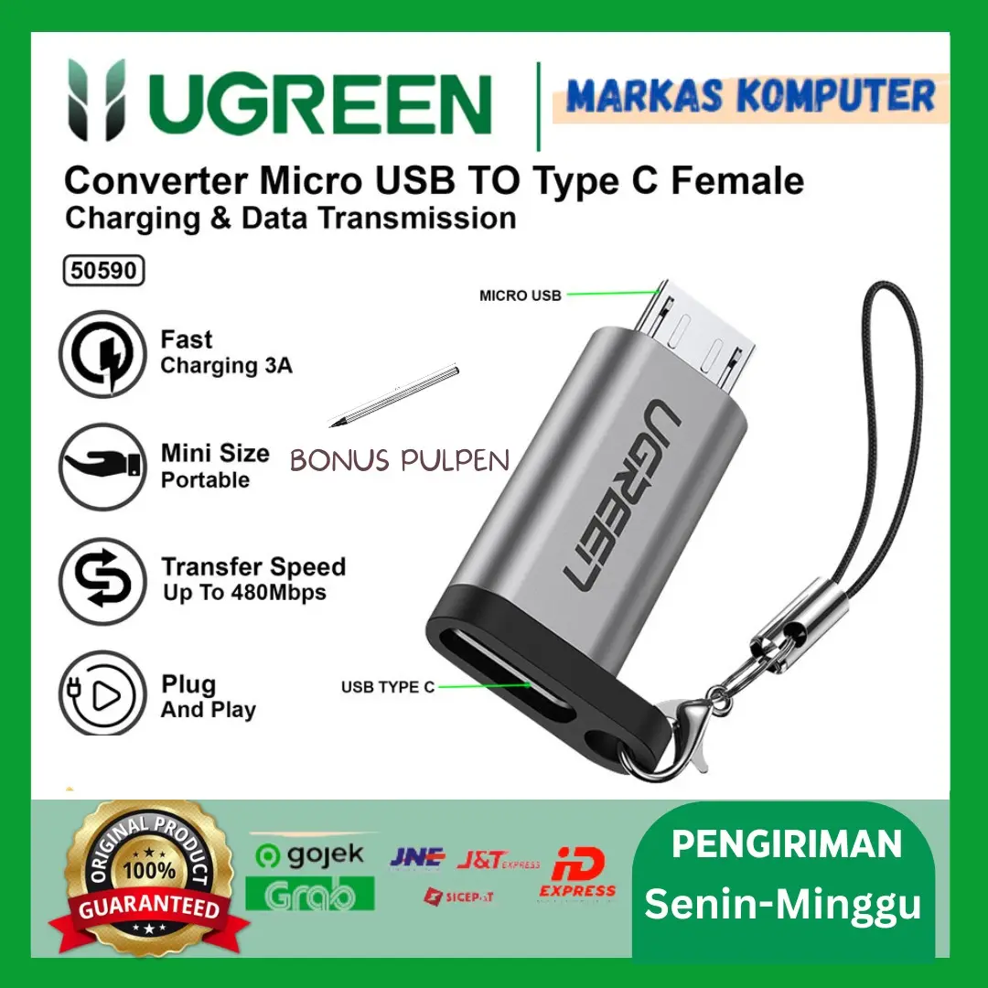 UGREEN Converter Type C Female To Micro USB Male 480Mbps 50590