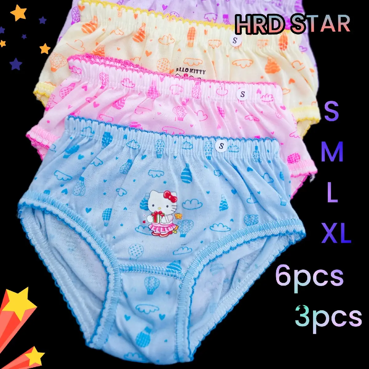 6pcs Celana Dalam anak perempuan CD Anak perempuan Fashion