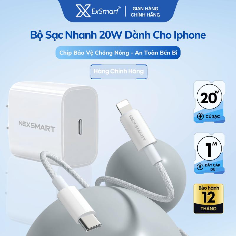 Bộ Củ Cáp Sạc Nhanh 20W dành cho iphone 6-14PRM Cáp Bọc Dù Chip Bảo Vệ Chống Nóng Chống Gãy Gập Độ Bền Cao Tốc Độ Sạc 60% trong 30 Phút Bảo Vệ Pin An Toàn Cho Điện Thoại