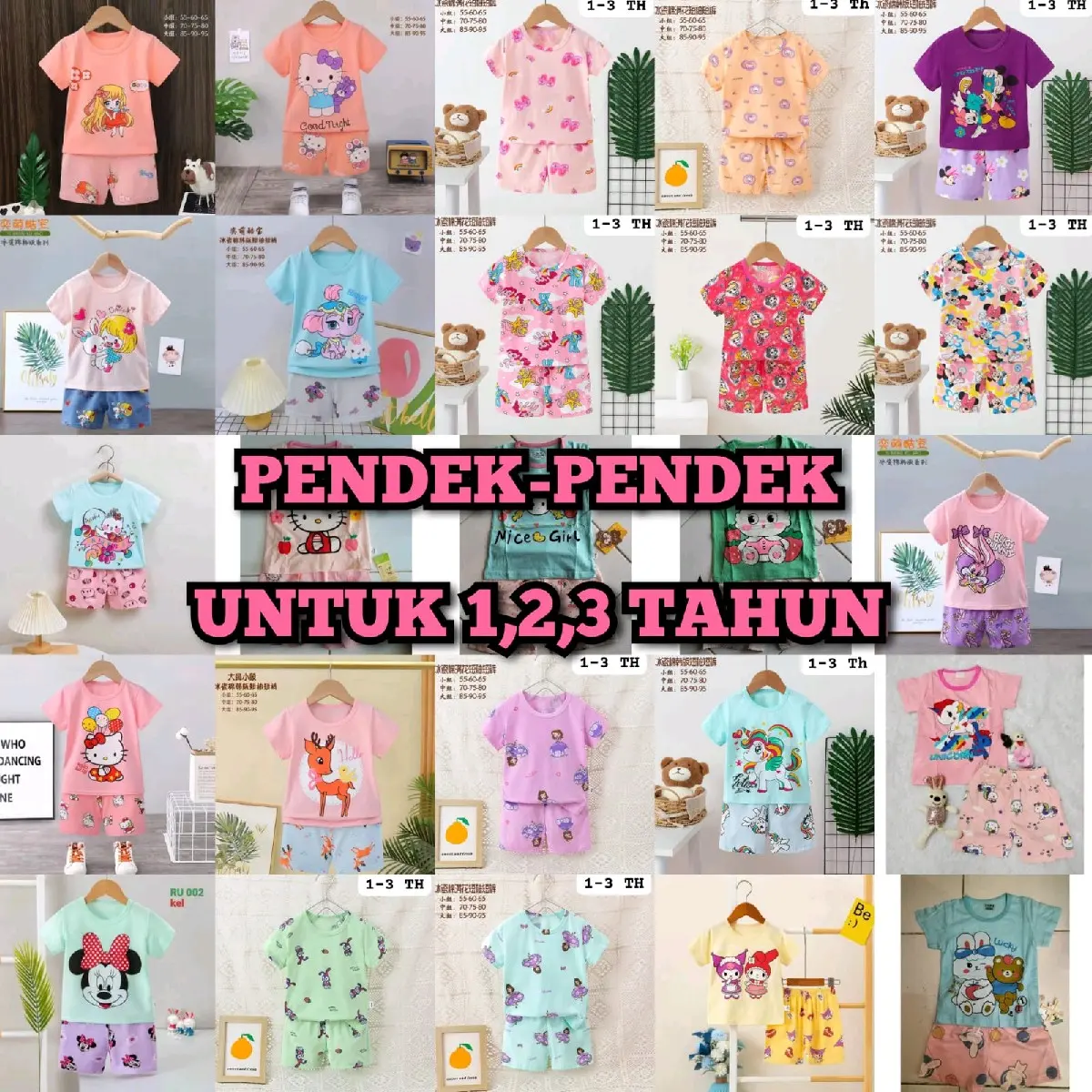 SET PIYAMA ANAK HP (PENDEK-PENDEK) UNTUK 1,2 3 TAHUN