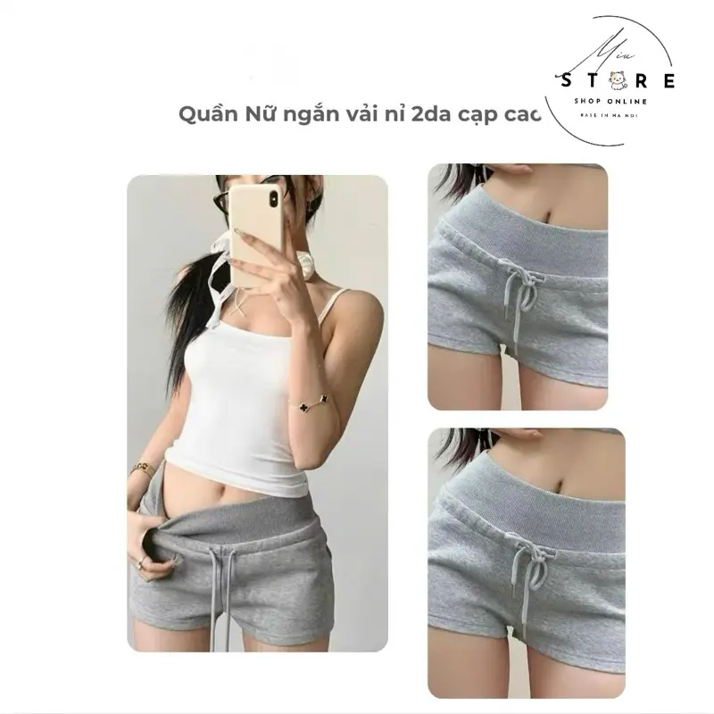 Quần Nữ ngắn vải nỉ 2da cạp cao (ảnh thật ở cuối) Women Pants