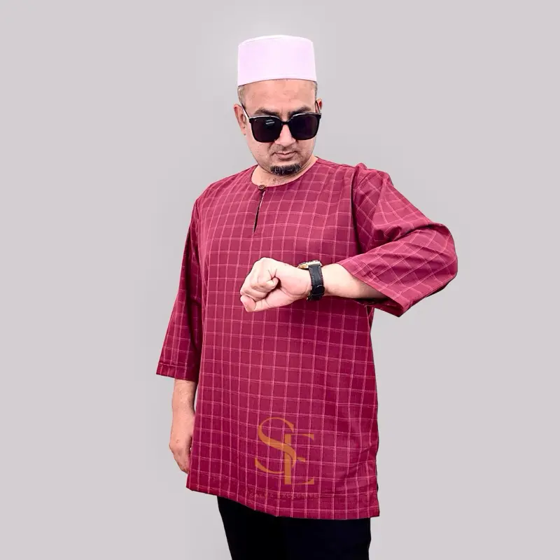 Kurta Yusra Checkered Cotton Silk With Sizes