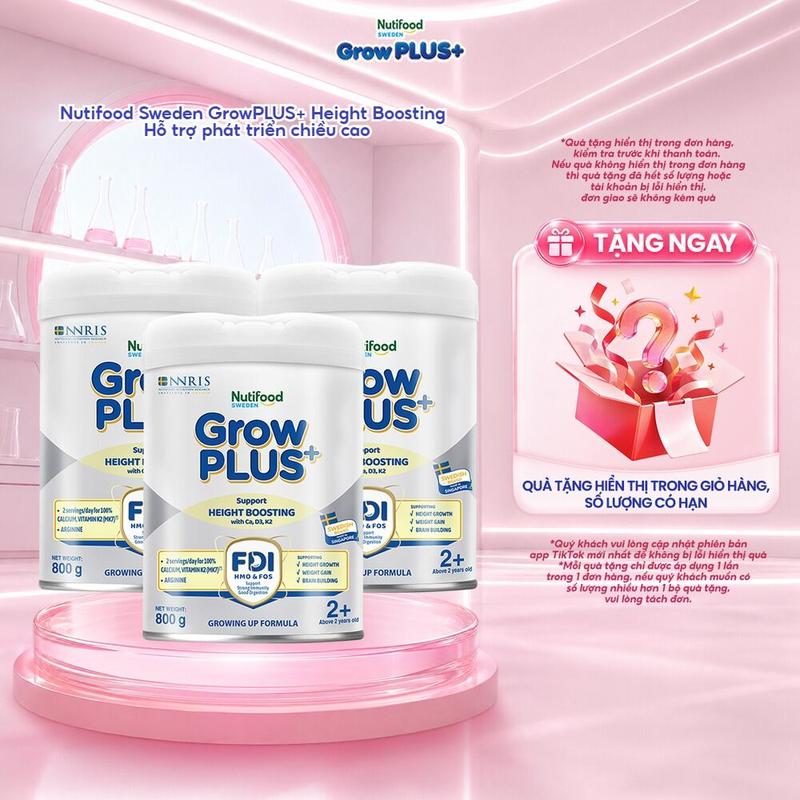 Combo 3 Sữa Bột Nutifood GrowPLUS+ Cao Lớn Vượt Trội 2+ (Bạc) 800g-
