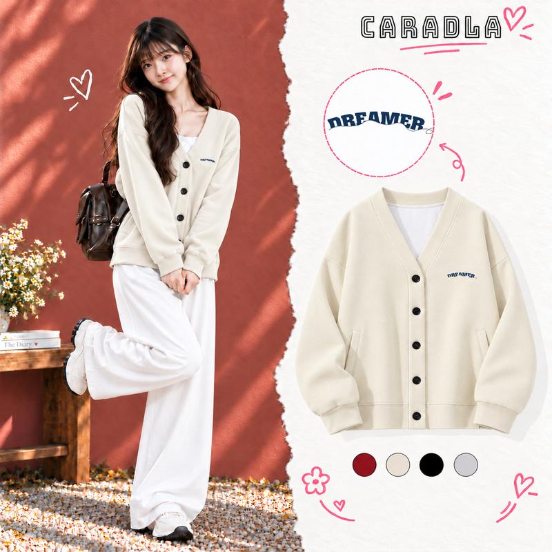 Áo Cardigan, Áo Khoác Nỉ 2 Da Dài Tay By CARADLA BST04 Dream Form Rộng Dáng Unisex Thời Trang Nam Nữ