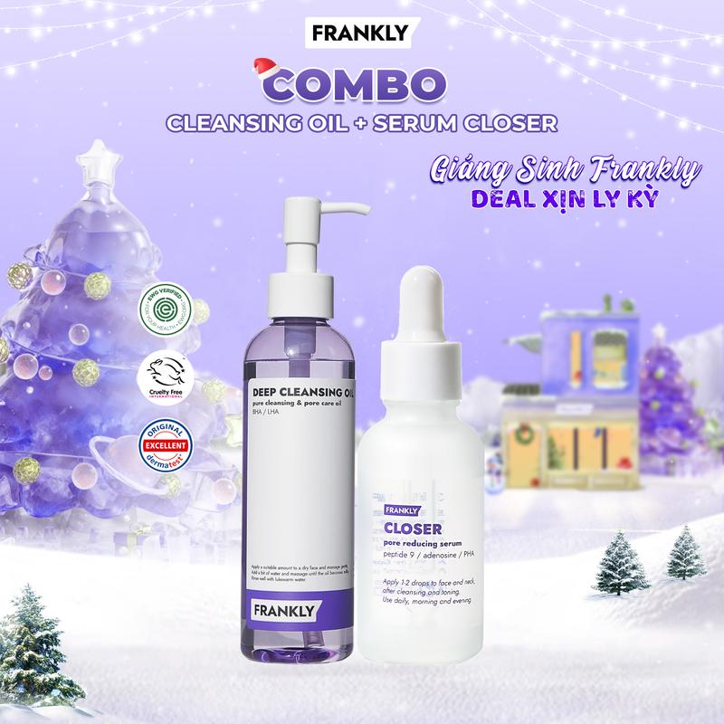   Live  Combo hỗ trợ làm sạch và chăm sóc lỗ chân lông Frankly closer Pore Reducing SERUM 30ml & DẦU TẨY TRANG Frankly Deep Cleansing Oil 200ml 