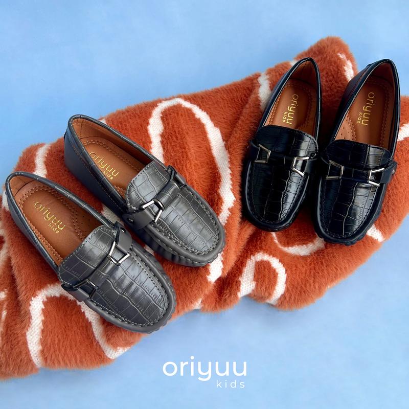 Mini Gentleman - Croc Hazel - Oriyuu Kids - Sepatu Pantofel Anak Laki Formal Pesta Slip On Kulit 1