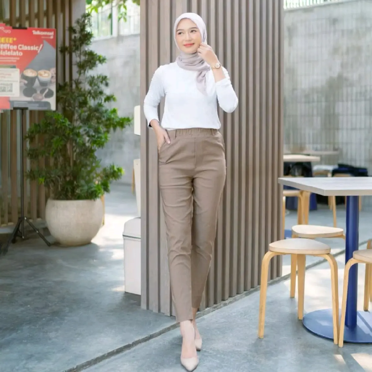 Celana Panjang Chinos wanita twill combat strecht celana chino kerja wanita bahan melar
