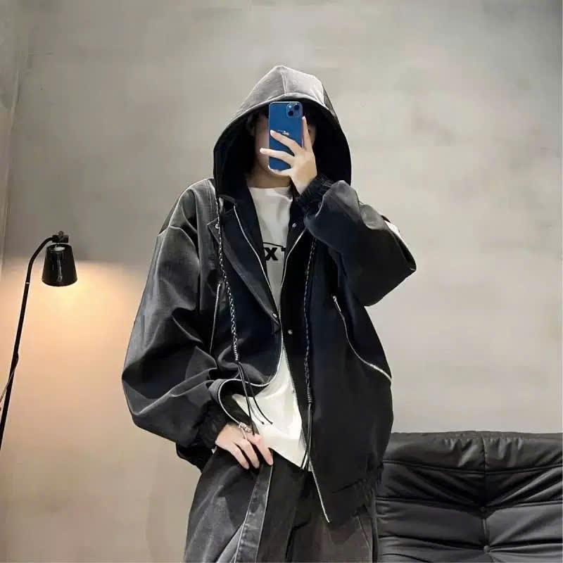  Áo khoác da nam nữ cao cấp form rộng bo chun tay gấu áo PHỐI dây siêu đẹp 