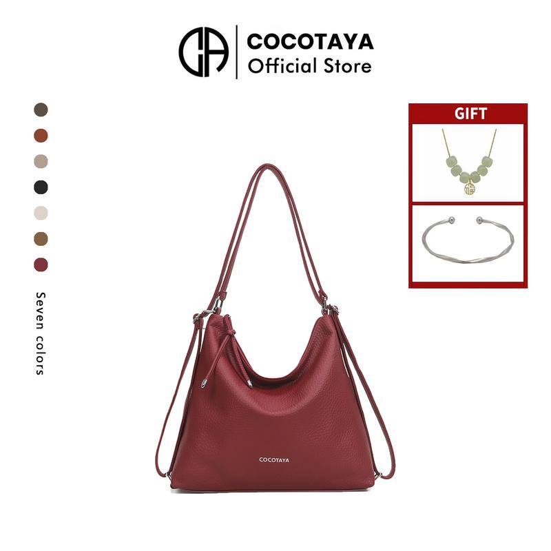 【Tặng 2 quà tặng: 1 dây chuyền + 1 vòng tay Túi Xách Tay, Thời Trang, Sức Chứa Lớn, Da PU Trơn, túi Messenger, Thiết Kế Đơn Giản, Ba Lô Nữ Bag