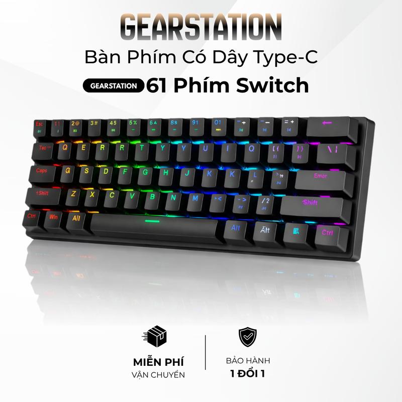 bàn phím CƠ TK61 -- THIẾT KẾ MINI 61 PHÍM, LED RGB CỰC CHẤT, CHƠI GAME SIÊU MƯỢT ban phim nhom