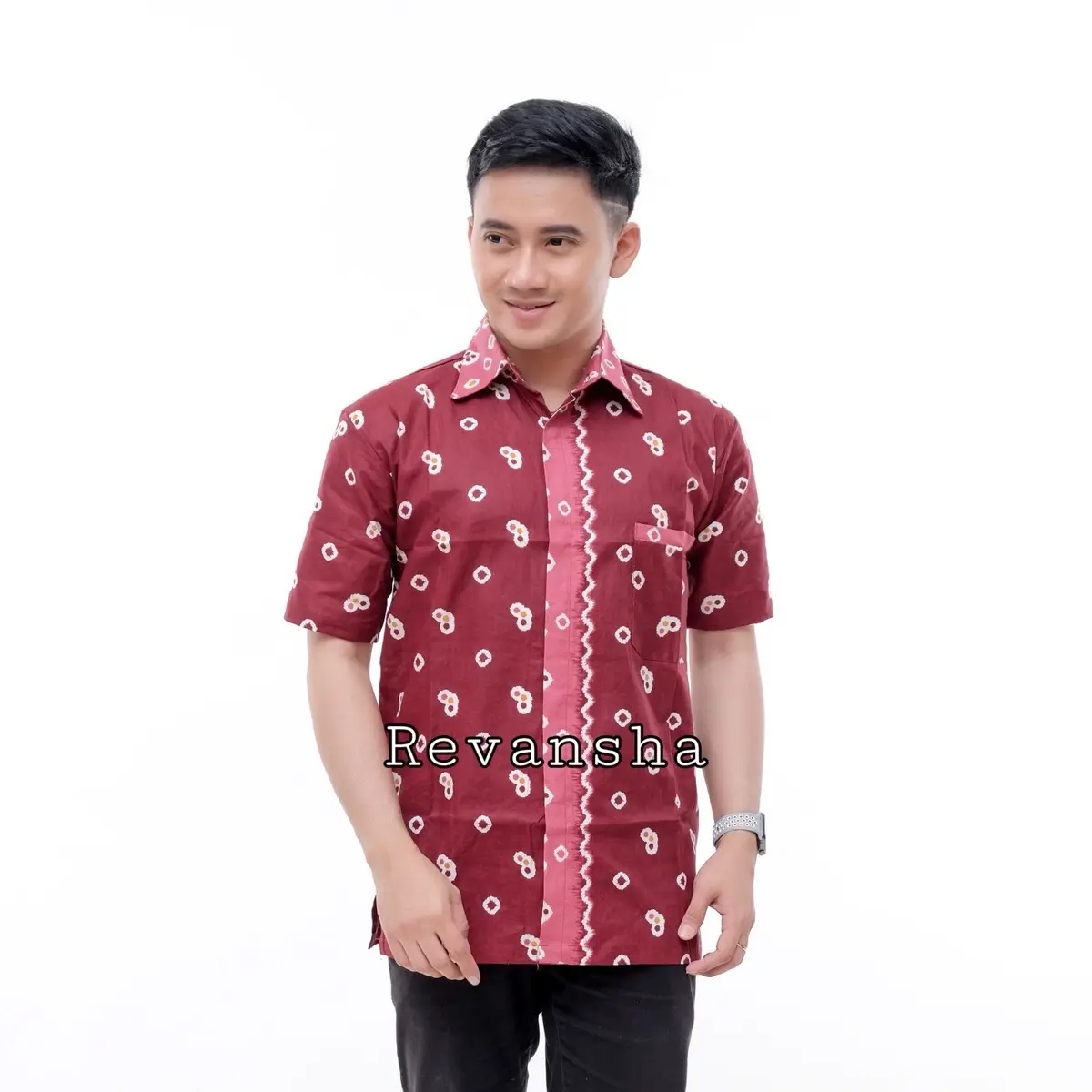 Kemeja Hem Pendek Batik Motif Jumputan tradisinal