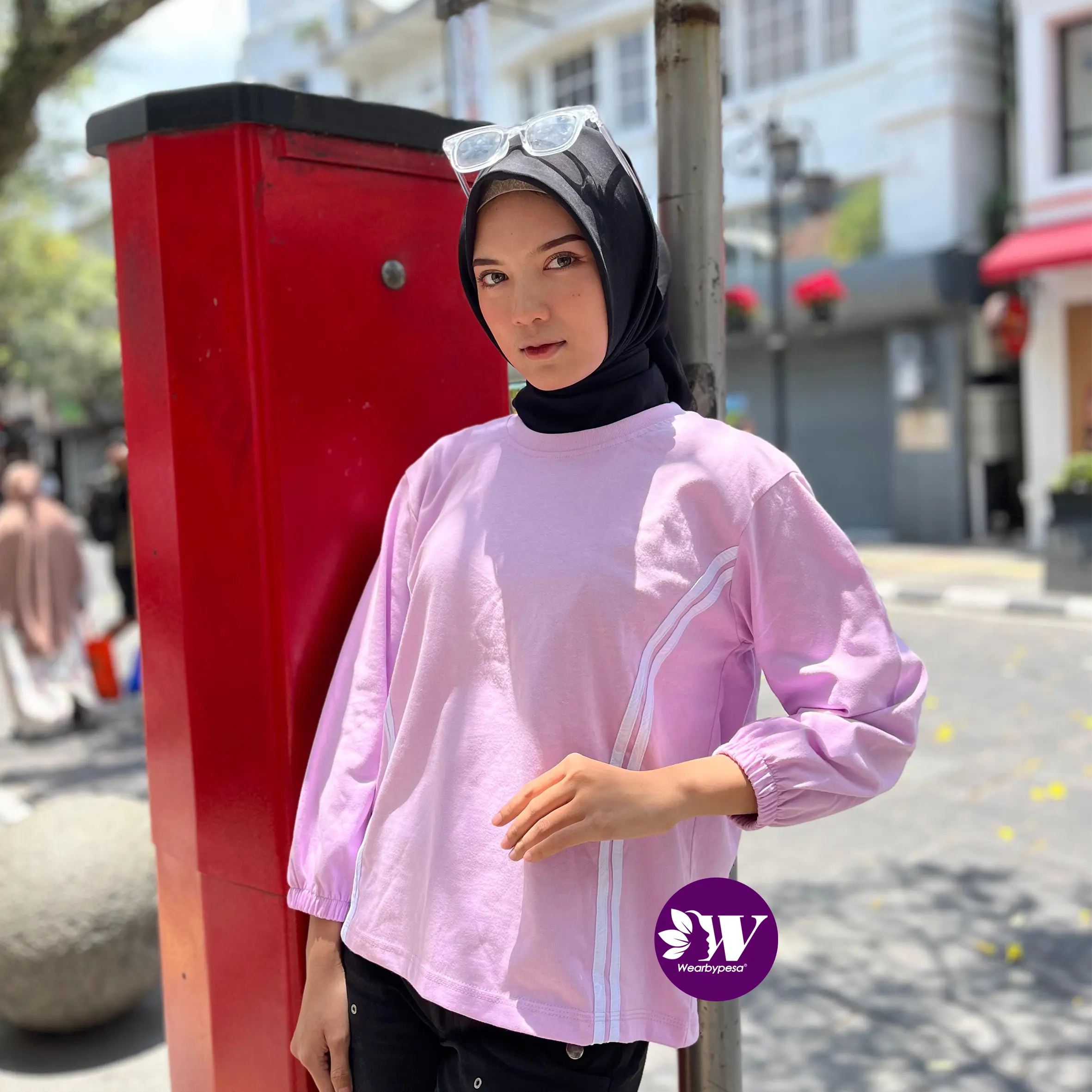 Kaos Blouse Strip Samping  Atasan Wanita Terbaru Sporty Lengan Panjang Karet Katun Kombed Premium Casual