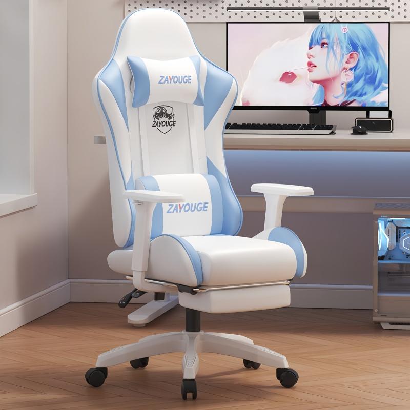 Gaming Chair, Computer Chair with Footrest and Lumbar Support, Height Adjustable Gaming Chair 0