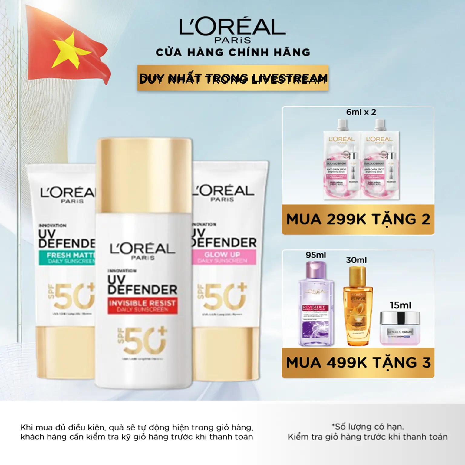 [GIẢM GIÁ MỪNG ĐẠI LỄ] Sữa Chống Nắng Phổ Rộng Uv Defender Invisible Resist L’oréal Paris 50ml Spf 50+ Pa++++