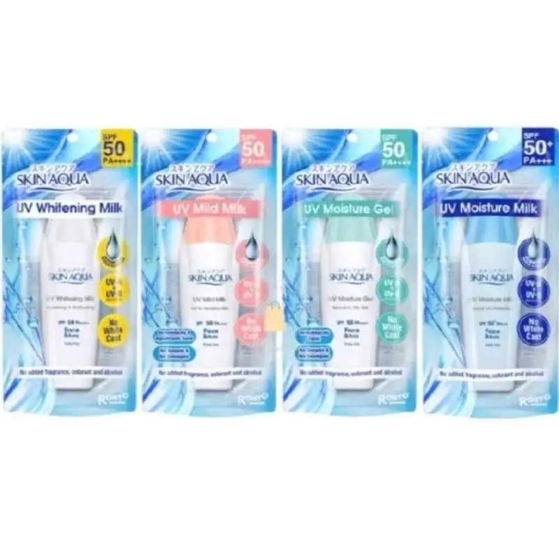 Ronto Skin Aqua UV Whitening Milk SPF 50 PA+++ untuk Wajah & Tubuh Tanpa Warna Putih Tanpa Aroma Pewangi Pewarna dan Alkohol Facial Hitam