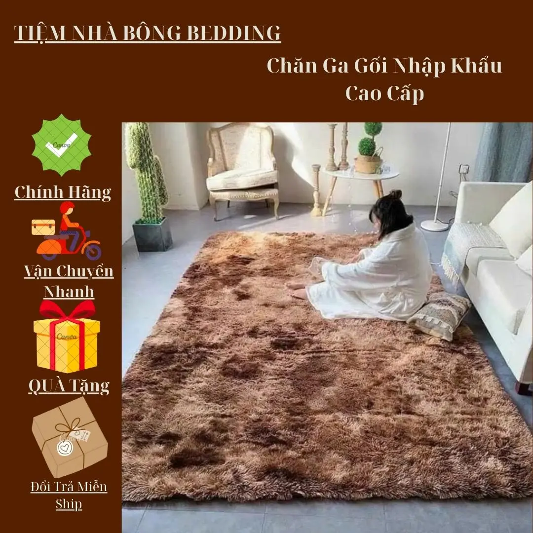 Thảm Lông Loang Trải Sàn hình chữ nhật decor phòng trải phòng ngủ phòng khách trang trí phòng làm phông chụp mẫu