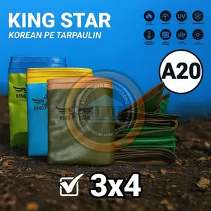 Terpal A20 Ukuran 3x4 KingStar UV Siap Pakai Tahan Panas dan Air terpal Tenda Terpal Truck