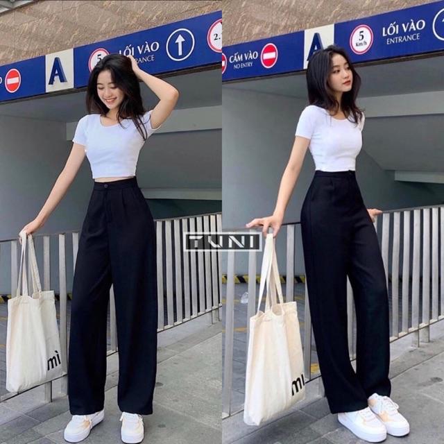 [Xu hướng mới] Quần ống rộng suông khoá trước ruby chất vải mới 2024