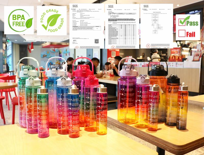 Product Introduction of FoodGrade Botol Beranak 2 Liter + 1000ml + 500ml Botol Minum Viral 1 set BPA FREE Plastik Putih Sedotan Bottles Kitchenware 9