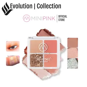 BPOM | MINIPINK Aurora Eyeshadow 4 Warna Glitter Kombinasi Tahan Lama Waterproof Tahan Air MP047