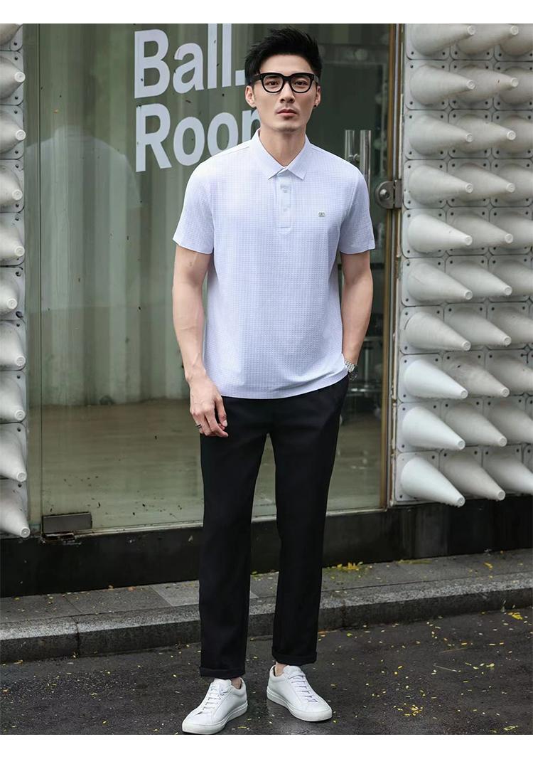 Product Introduction of YOUME Men's summer business casual white short-sleeved ice silk POLO shirt 2
