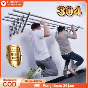 Jemuran Lipat Dinding Stainless Jemuran Baju Pakaian Dinding Rak Jemuran Tembok Gantungan Jemuran Jemuran Dinding Lipat Stainless 2 Meter Jemuran Baju Pakaian Dinding Jemuran Lipat Dinding