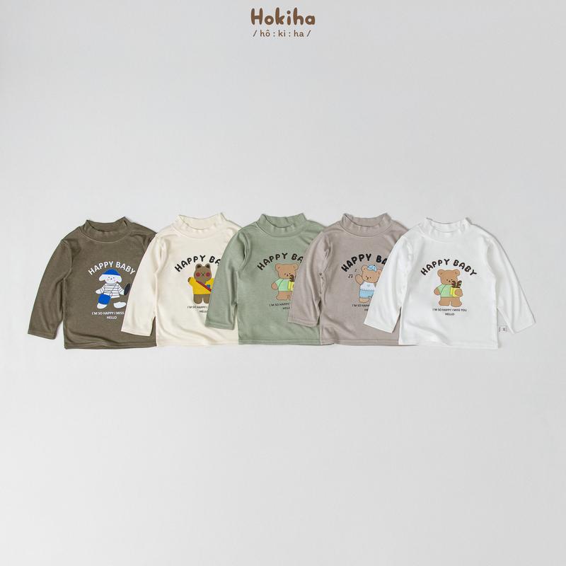 [Hokiha] A225-Áo giữ nhiệt cổ 3 phân dáng slimfit hình đáng yêu cho bé trai bé gái vải visco mềm mịn, co giãn size từ 8-17kg
