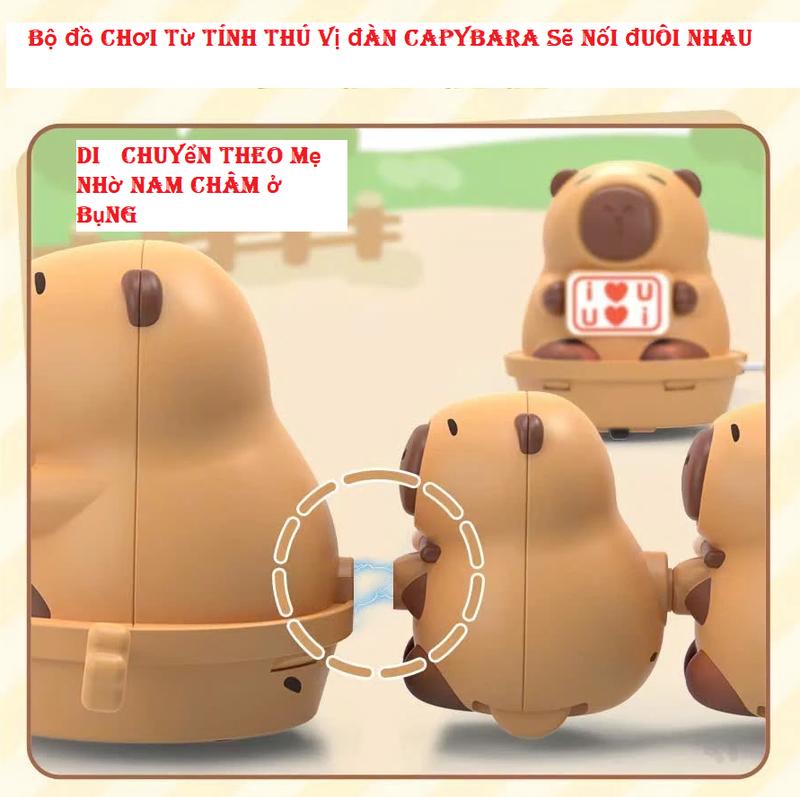 Đồ chơi Capybara mẹ dẫn con đi chơi, đồ chơi chạy bằng cót nối đuôi nhau vui…