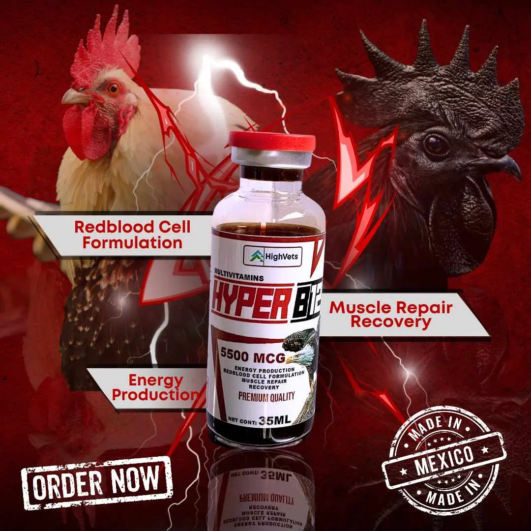 HYPER B12 5500 b15 mcg IMPORTED FROM MEXICO FOR ROOSTER, CHICKEN, PIGEONS  AND POULTRY ANIMALS Red cell para sa manok VITAMIN B12 + B15 BOOSTER