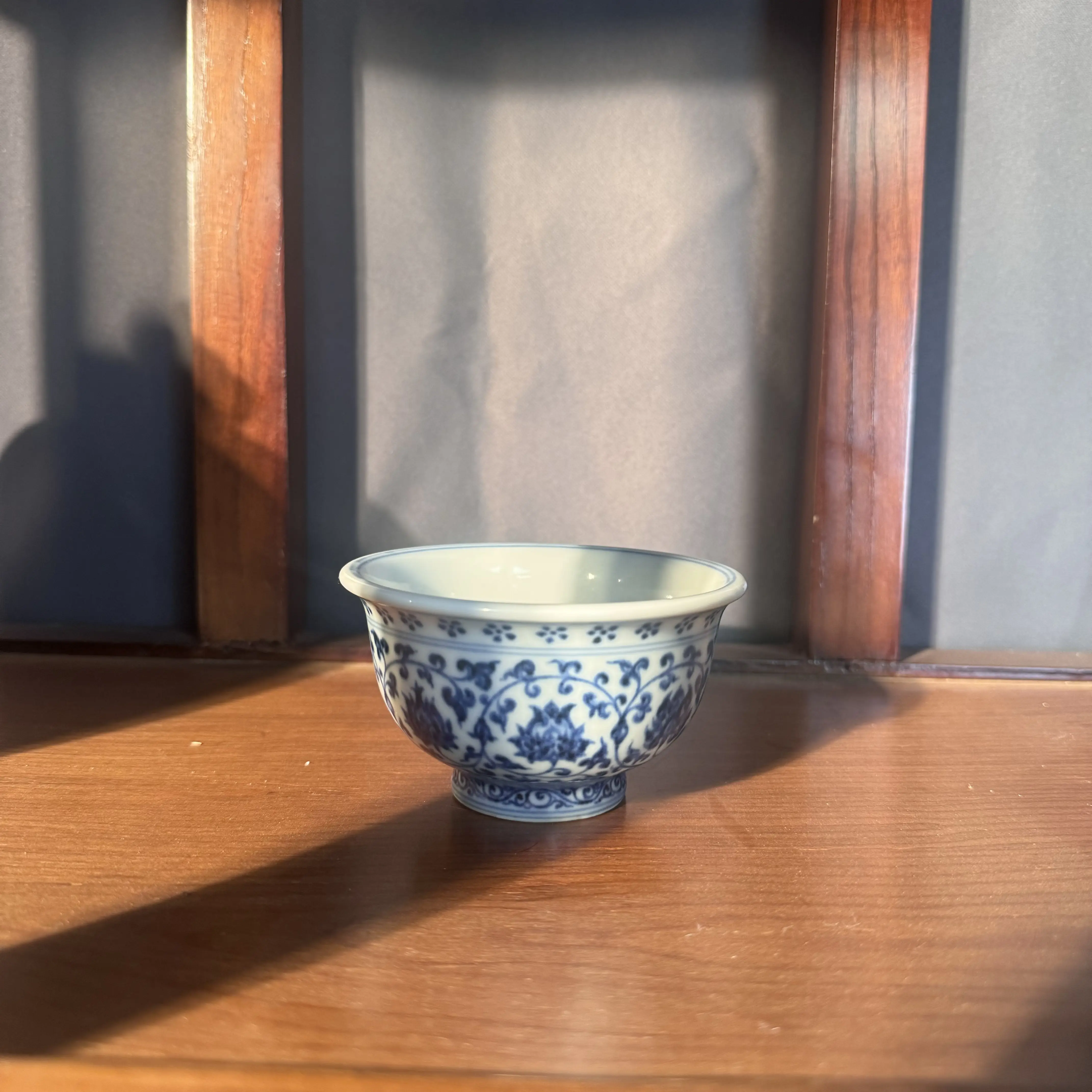 Yongle Blue and White Embroidered Lotus Pattern Press Cup