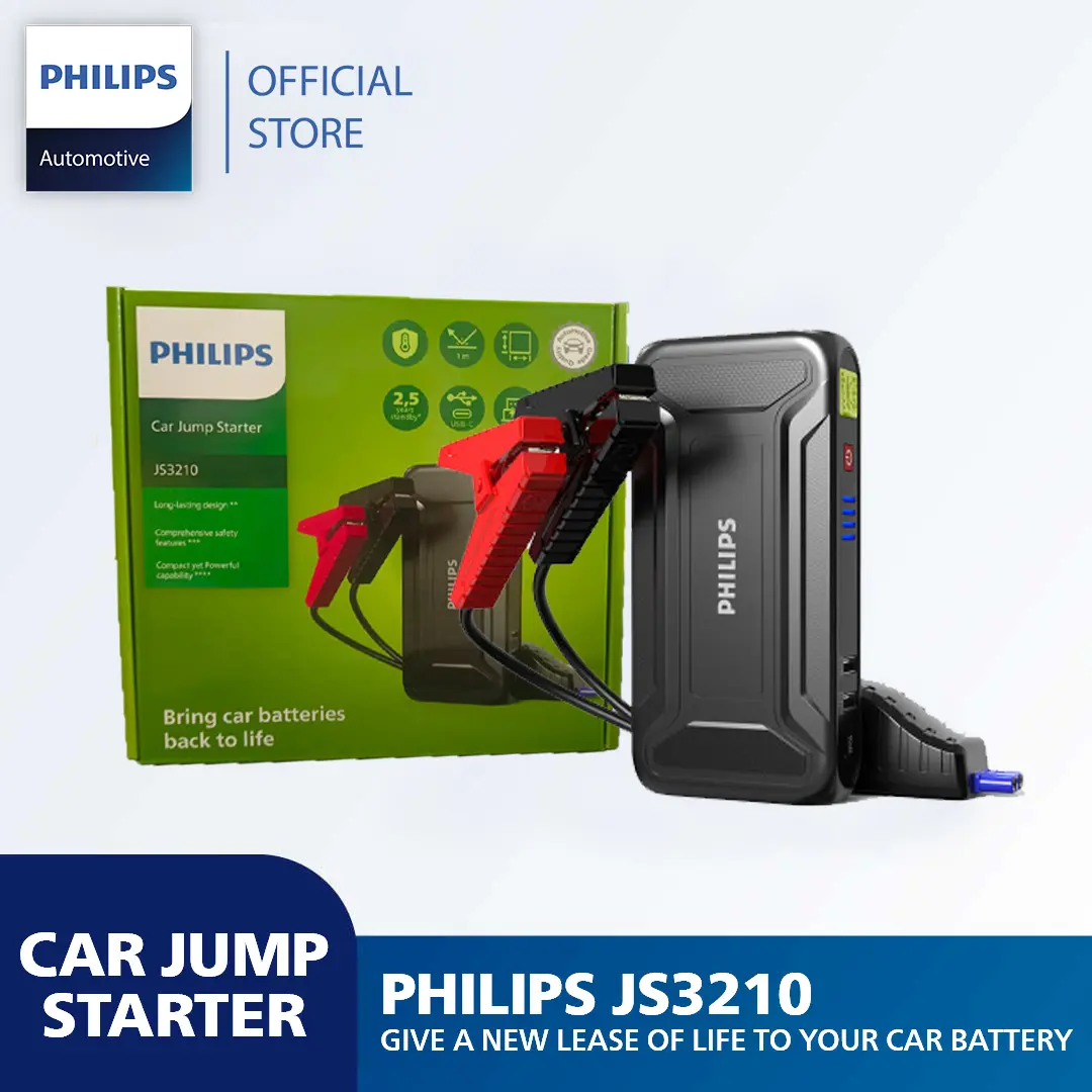 Philips Car Jump Starter | Portable Power Bank & Torch Light | 1 Year Warranty | 9900mAh JS3210 Accessories Phone