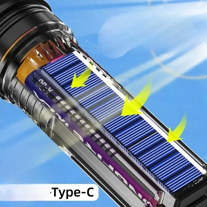 Senter X36 LED Laser Transparan Solar Panel Rechargeable 7 Mode - Hitam 1